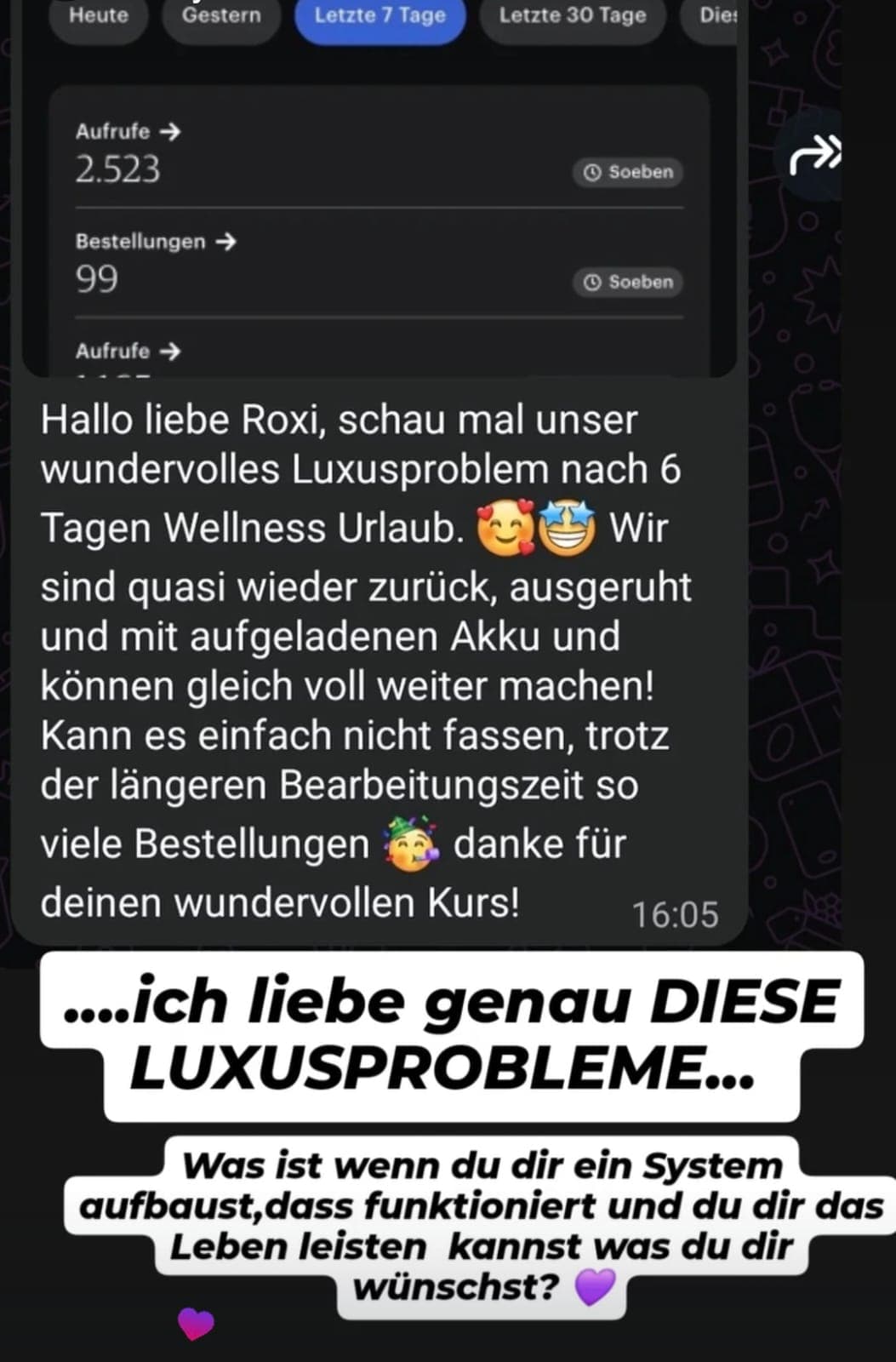 99 Bestellungen in sieben Tagen trotz Urlaubspause